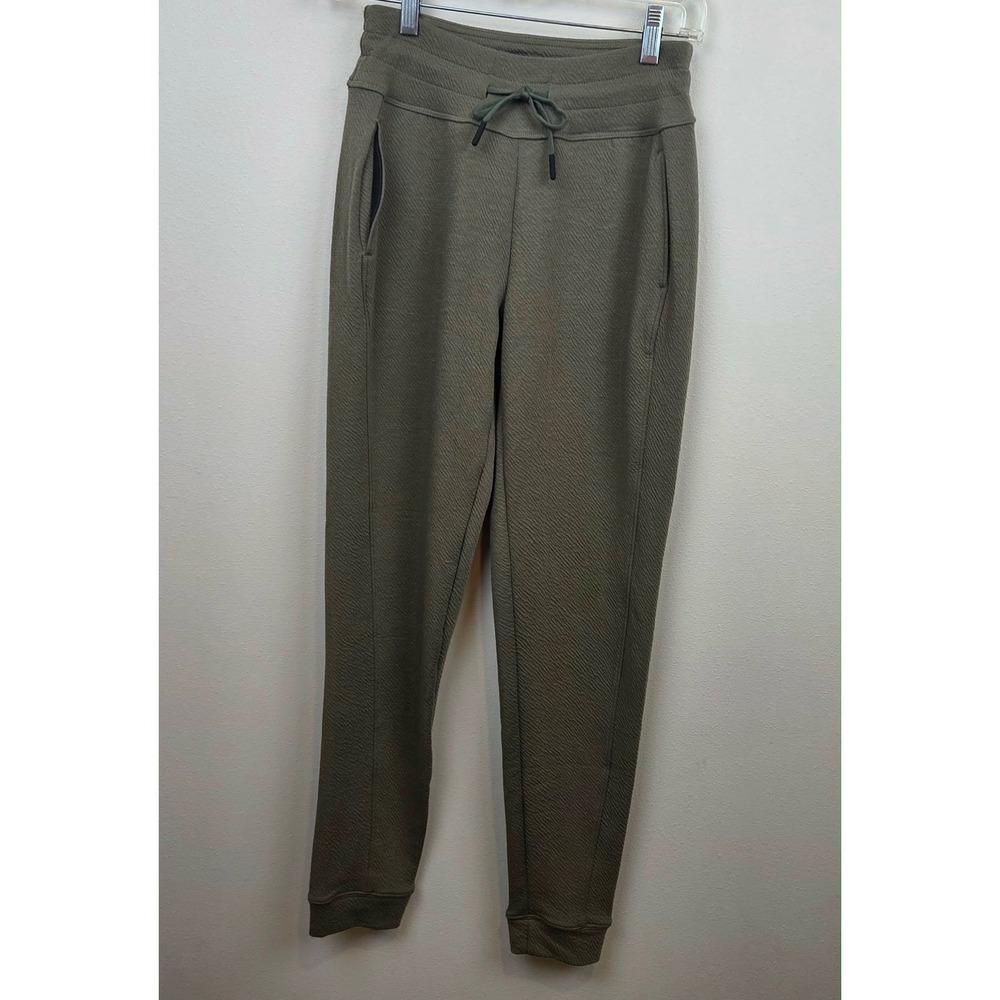 PrAna Sunrise Jogger Pants Rye Green Womens XS Textured Knit Drawstring 1963871 - Picture 3 of 11